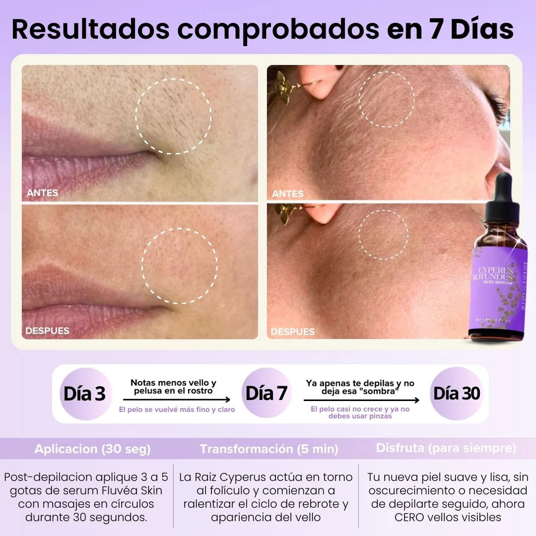 FluveaSkin® - Vello Más Fino y Menos Visible con Raiz de Cyperus Rotundus