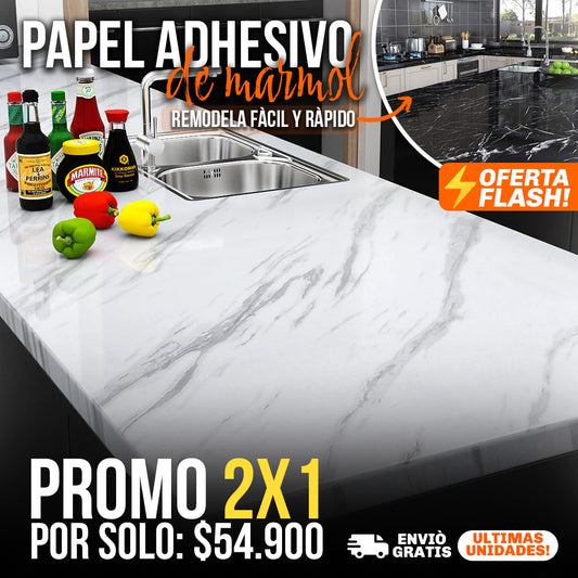 Papel Marmol Autoadhesivo 3m x 0,60 m  l Renovación para tu hogar en segundos